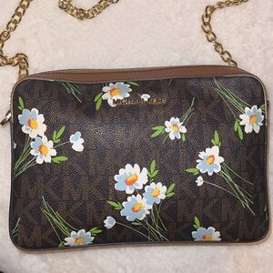 Michael Kors Brown Floral Crossbody Bag